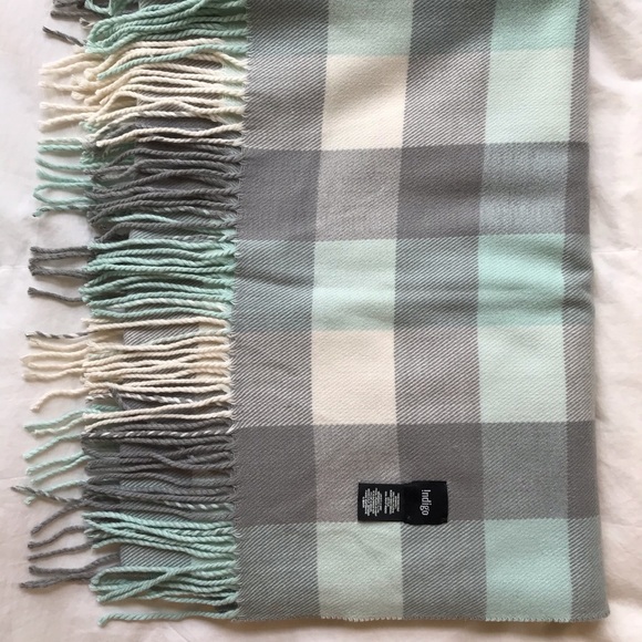 Super soft blanket scarf, sea-foam green/blue - Picture 4 of 5